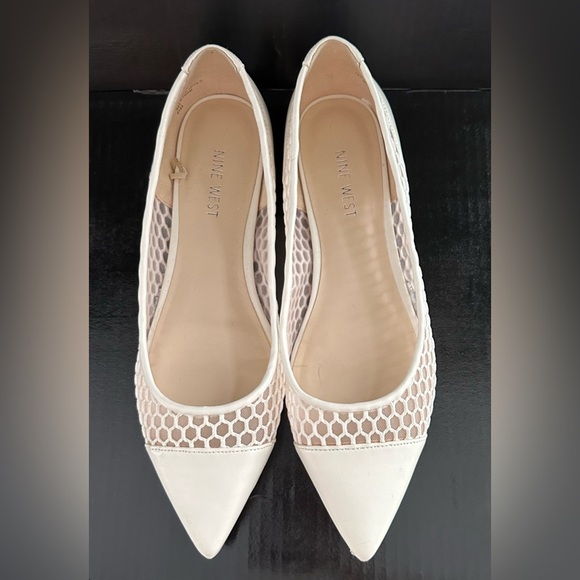 Nine West Cream Mesh Pointed Flats - Picture 3 of 16